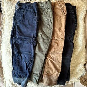 Toddler Cat and Jack 2T Jogger Bundle - Four Pairs navy, black, tan, green.